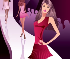 Fashion show with girl vector 08