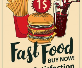 Fastfood vintage poster vector material 01