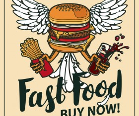 Fastfood vintage poster vector material 02