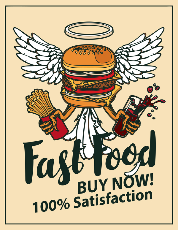 Fastfood vintage poster vector material 02