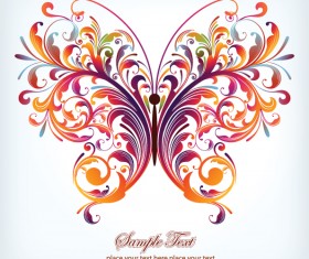 Floral butterfly design vector 01