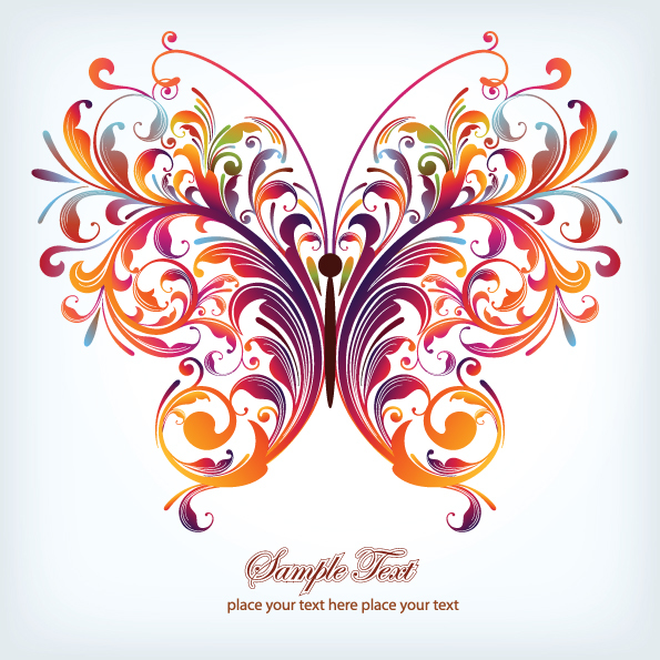 Floral butterfly design vector 01