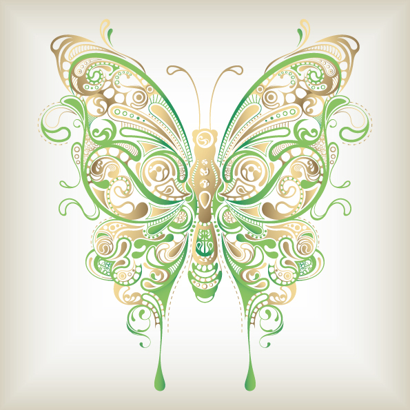 Floral butterfly design vector 02
