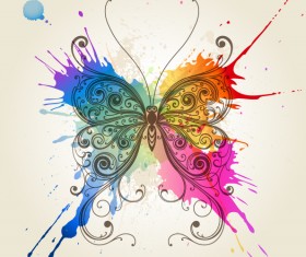 Floral butterfly with grunge background vector