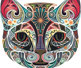 Floral with cat head vector
