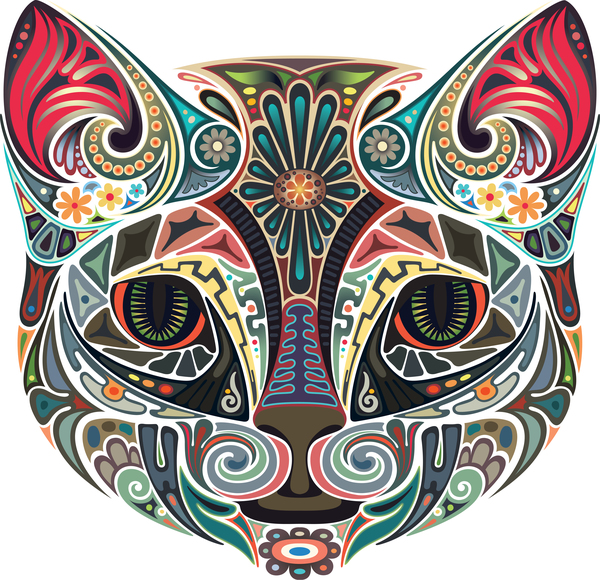 Floral with cat head vector