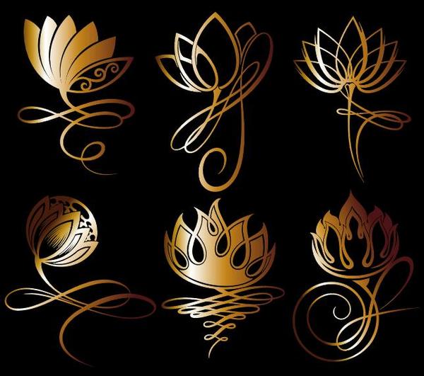 Flower golden logos vector