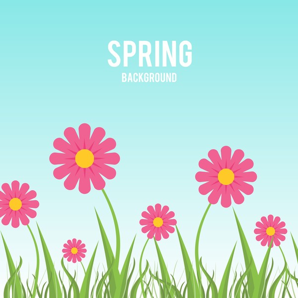 Flower with blue spring background vector