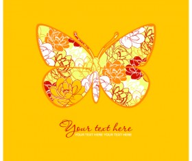 Flower with butterfly and yellow background vector