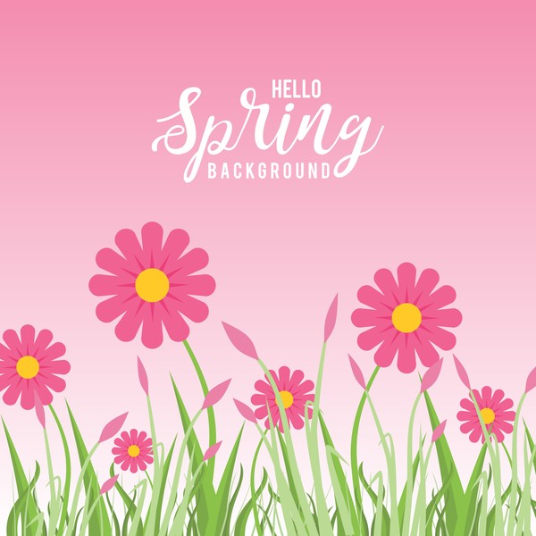 Flower with pink spring background vector free download