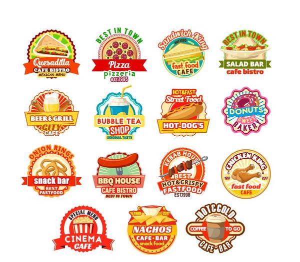 Food badge labels vintage vector