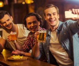 Friends party using smartphone selfie Stock Photo 02