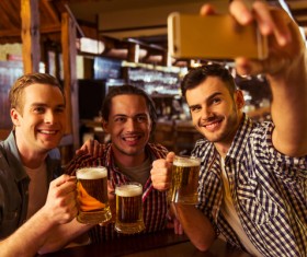 Friends party using smartphone selfie Stock Photo 03