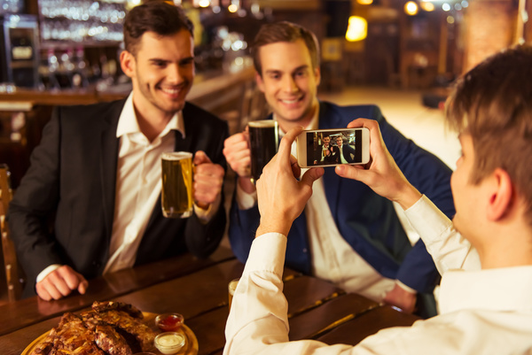 Friends party using smartphone selfie Stock Photo 04