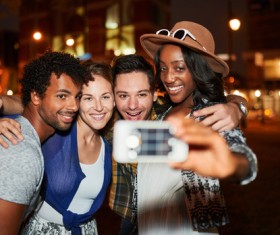 Friends party using smartphone selfie Stock Photo 07