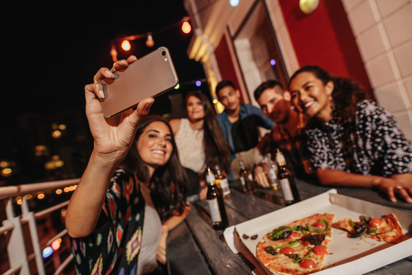 Friends party using smartphone selfie Stock Photo 08