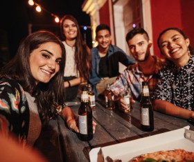 Friends party using smartphone selfie Stock Photo 09