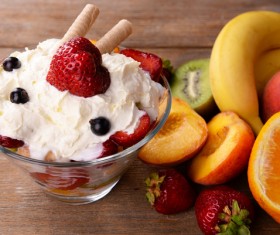 Fruit with ice cream Stock Photo 03