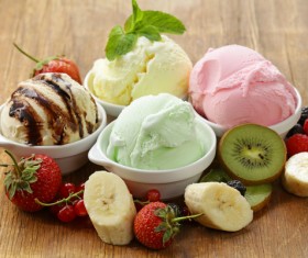 Fruit with ice cream Stock Photo 04