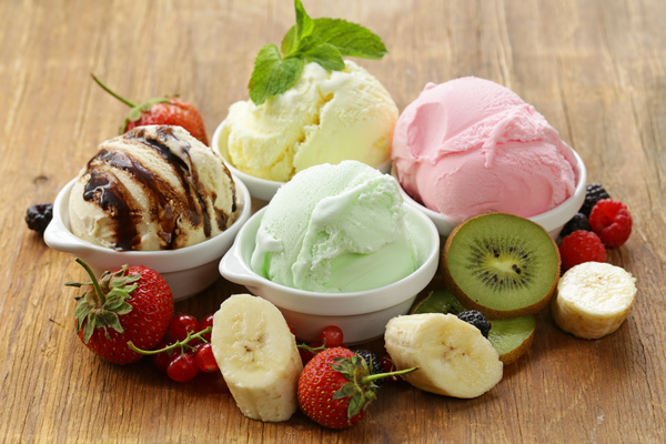 Fruit with ice cream Stock Photo 04