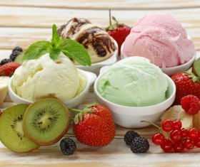 Fruit with ice cream Stock Photo 05