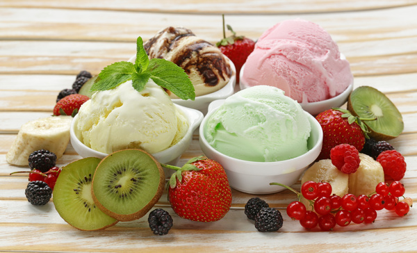 Fruit with ice cream Stock Photo 05