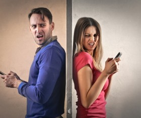 Funny facial expressions for men and women Stock Photo