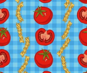 Fusilli flour with tomato seamless pattern vector