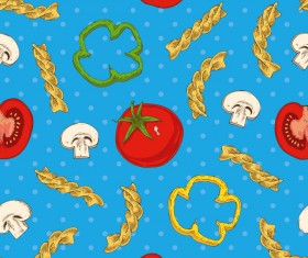 Fusilli flour with vegetables seamless pattern vector 01