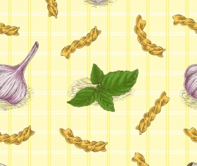 Fusilli flour with vegetables seamless pattern vector 02