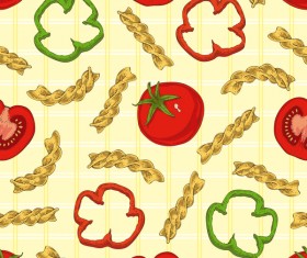 Fusilli flour with vegetables seamless pattern vector 04