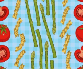 Fusilli flour with vegetables seamless pattern vector 06