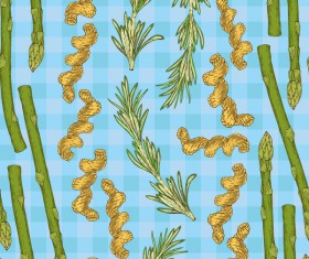 Fusilli flour with vegetables seamless pattern vector 07