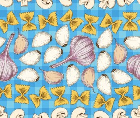 Garlic and mushroom seamless pattern vector