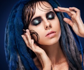 Girl colorful paint makeup Stock Photo 02