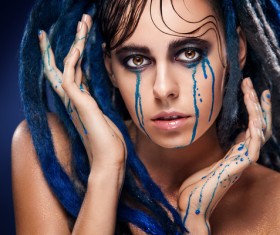 Girl colorful paint makeup Stock Photo 03