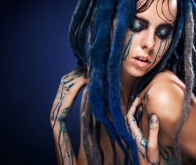 Girl colorful paint makeup Stock Photo 04