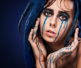 Girl colorful paint makeup Stock Photo 08
