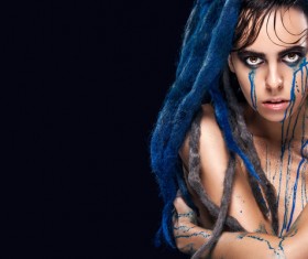 Girl colorful paint makeup Stock Photo 10