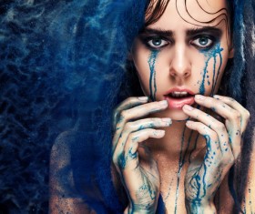 Girl colorful paint makeup Stock Photo 11