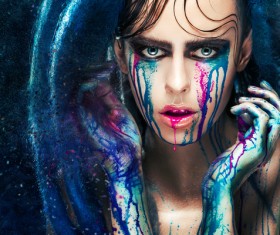 Girl colorful paint makeup Stock Photo 12