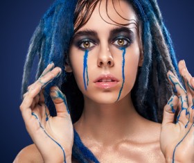 Girl colorful paint makeup Stock Photo 14