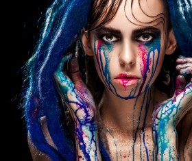 Silver paint girl Stock Photo 05 free download