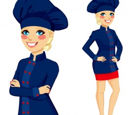 Girl dressed in blue chef suit vector