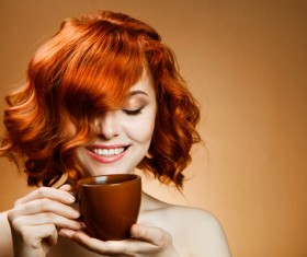 Girl drinking coffee Stock Photo 03