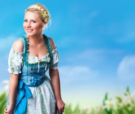 Girl wearing traditional German dress Stock Photo 04