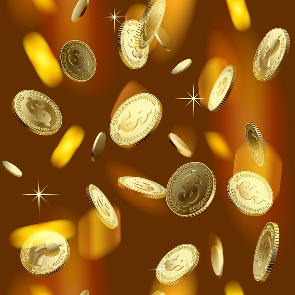 Gloden coins with blurs background vector 01