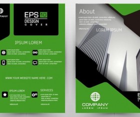 Green brochure cover template design vector 01