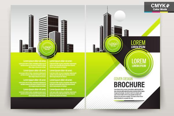 Green brochure cover template design vector 02