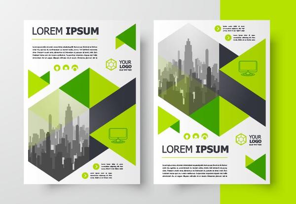 Green brochure cover template design vector 03
